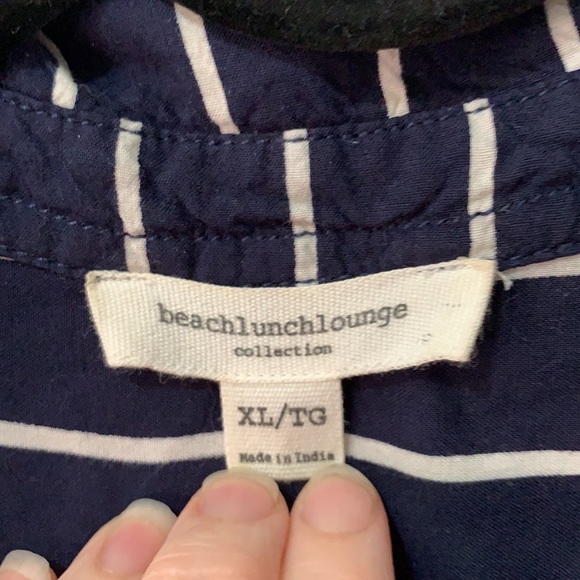 BeachLunchLounge Roll Tab Sleeve Striped Top - Picture 5 of 6